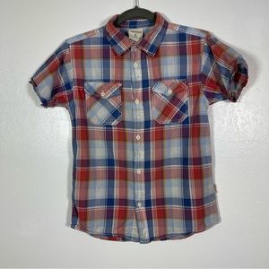 Smith's American, Short Sleeve Plaid Button Down Shirt. Size M(10/12).